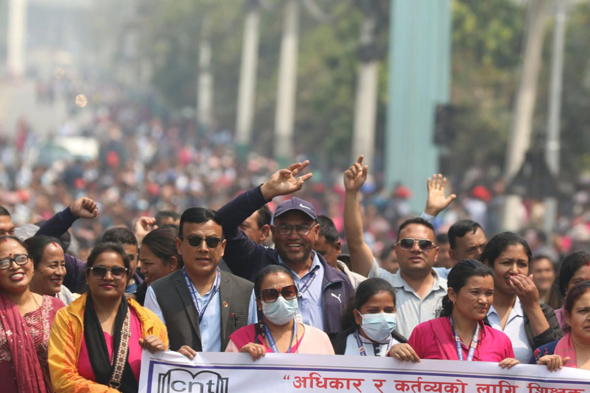 काठमाडौंमा पुनः सुरु भयो शिक्षकको आन्दोलन